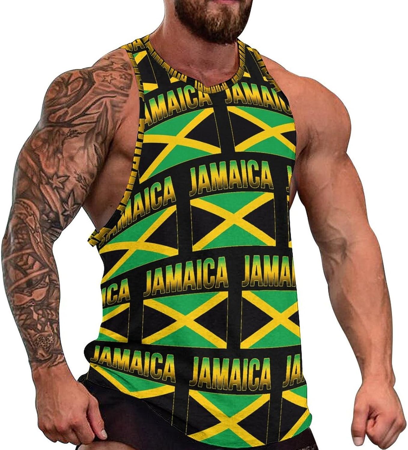 Jamaican Flag Mens Tank Tops Sleeveless Muscle Shirts Beach Casual Gym Shirt Vest Tee Tops