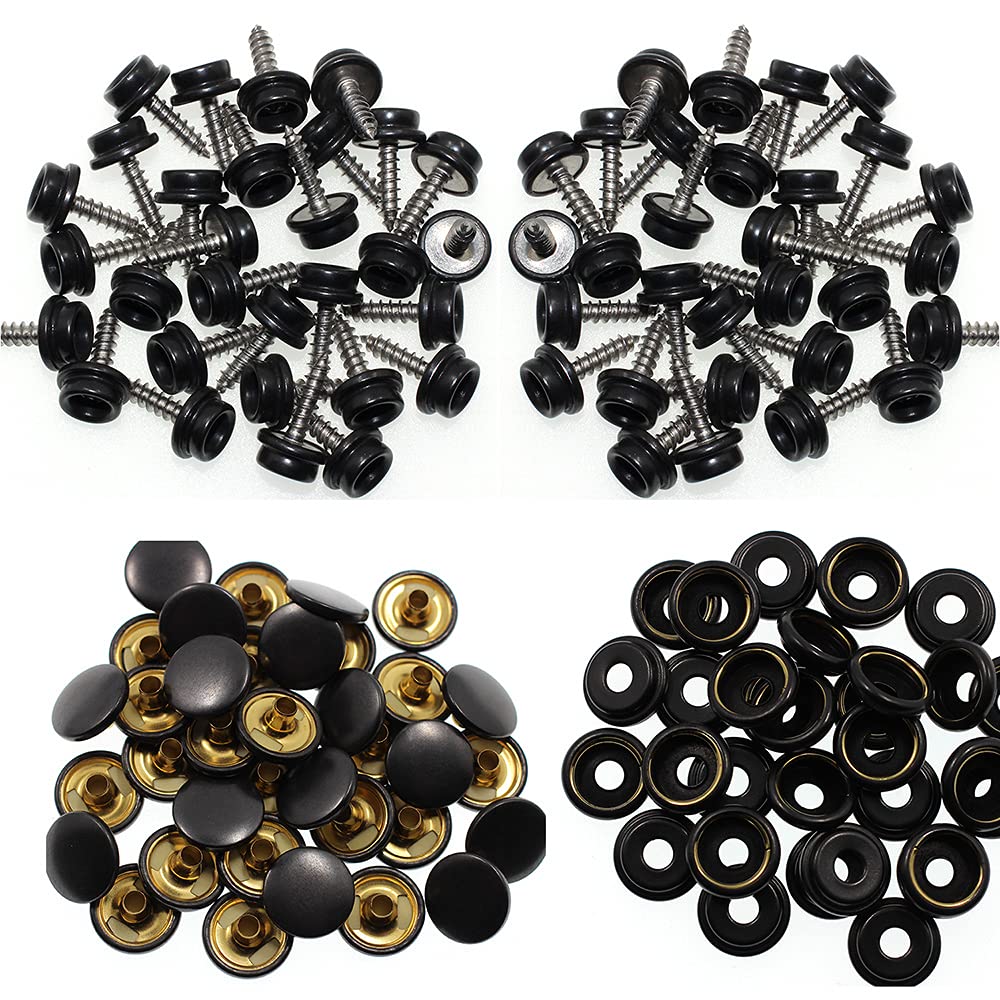 Kit 180pcs Boutons-Pression Toile Marine - Acier Inoxydable