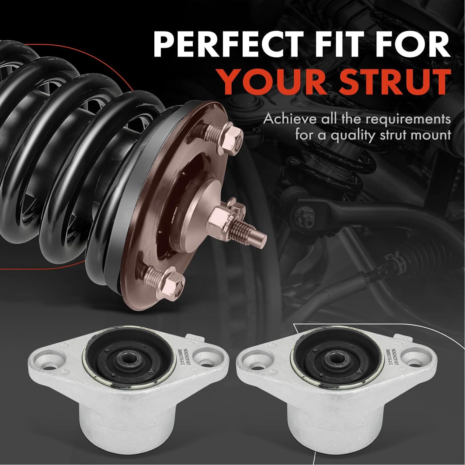 A-Premium Rear Suspension Strut Mounts Compatible with Hyundai Sonata 2006-2010, Azera 2006-2011 & Kia Rondo 2007-2011, Amanti 2007-2009, 2-PC Set