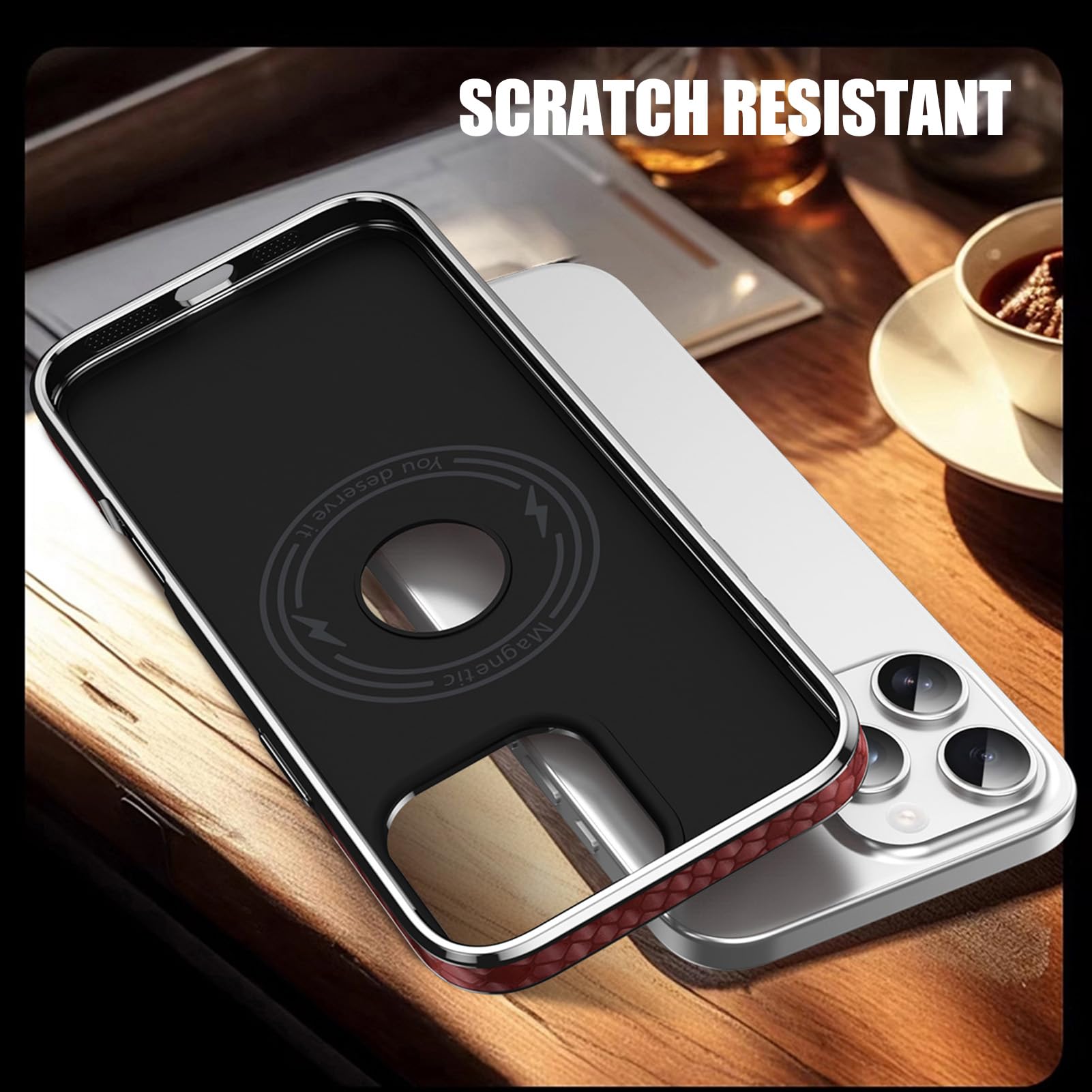 Luksusowe etui do iPhone 16 Pro Max / 16 Pro / 16 Plus/16, etui z prawdziwej skóry, etui na telefon komórkowy z widocznym logo i powłoką, smukłe etui ochronne, czarne, 16 Plus