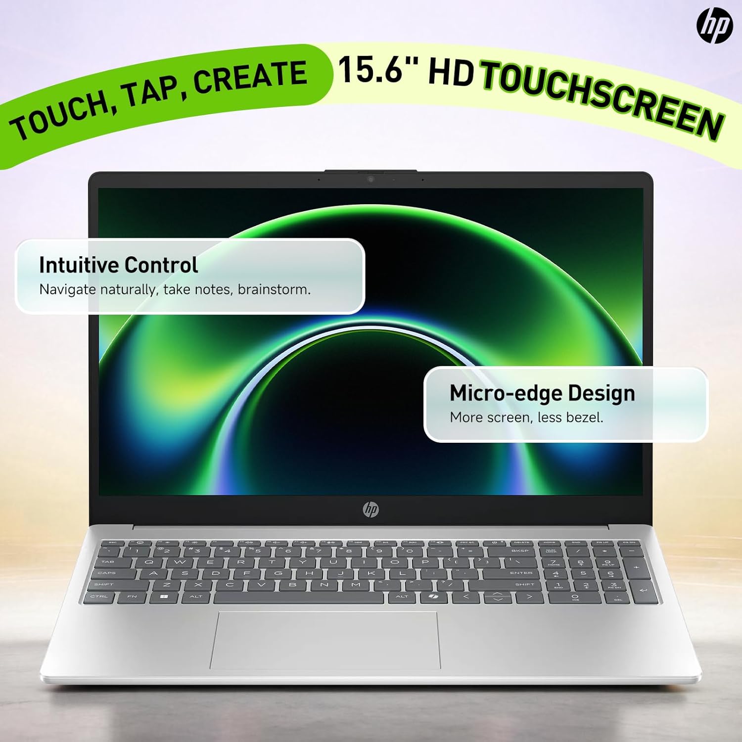 HP 15.6 Touchscreen Laptop for Student & Business, Intel Core i3-1315U (Up to 4.5GHz), 8GB RAM, 512GB SSD, Copilot AI, Wi-Fi 6, HD Camera, Windows 11, Natural Silver, W/Accessories