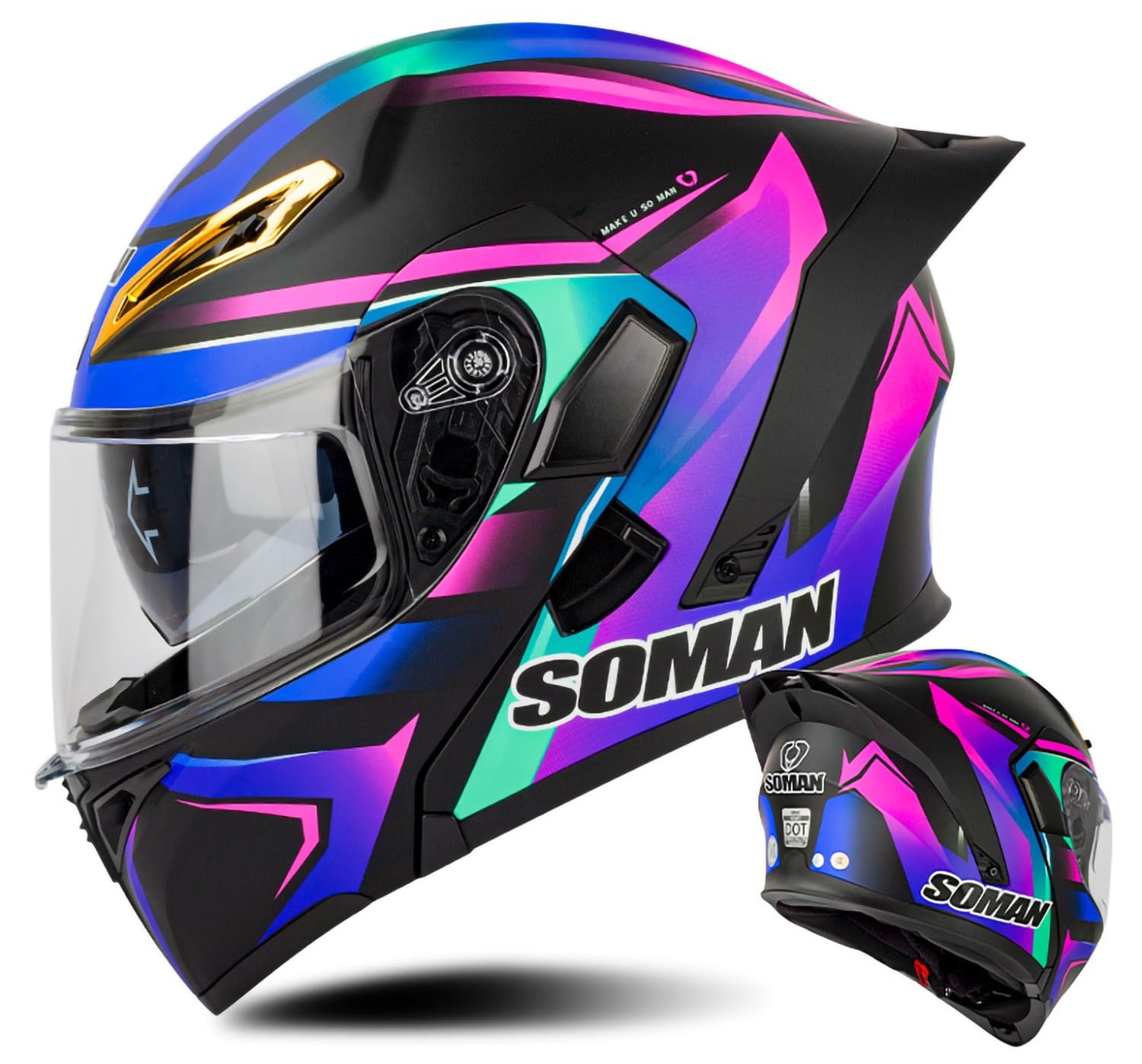 Casque intégral modulaire double visière haute finition taille XL - 8