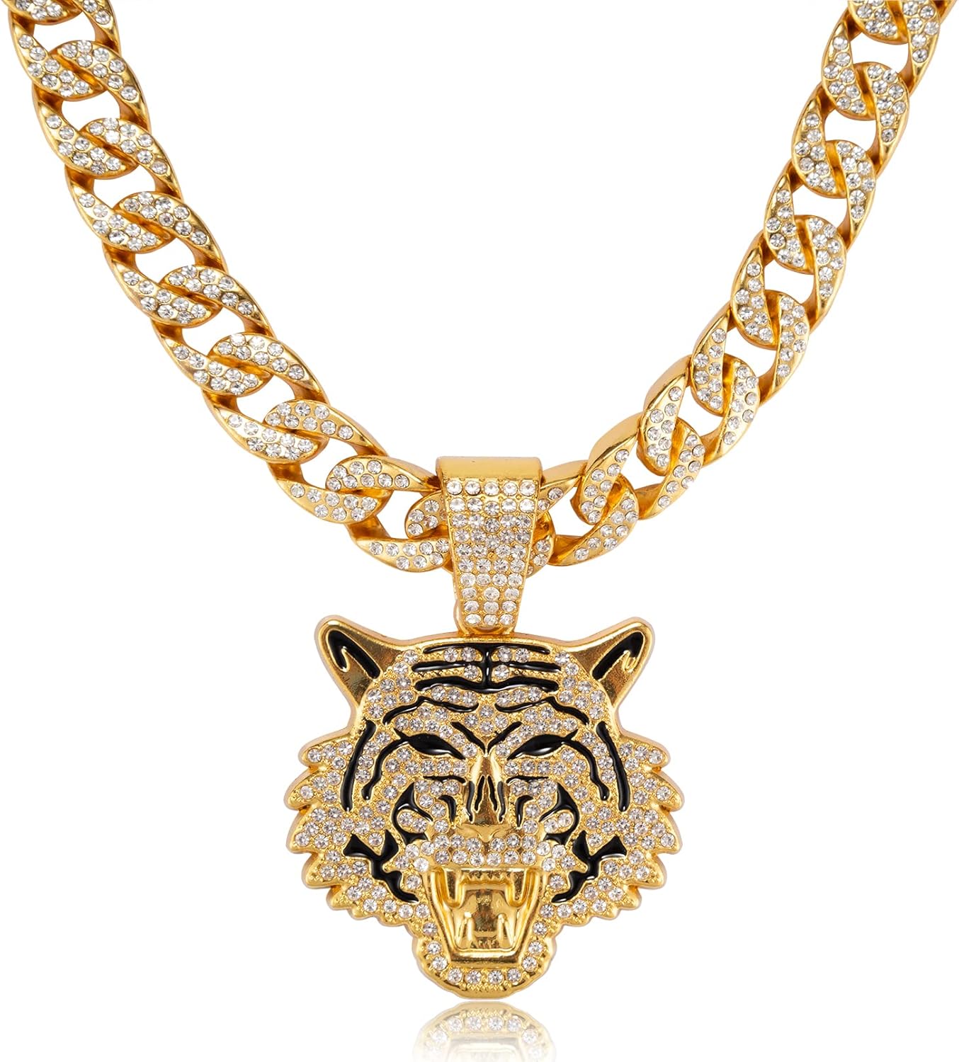 Miami Mens Cuban Link Chain Silver Gold Plated Bling Cuban Necklace Diamond Chain for Men 13MM iced out chain Hip Hop Jewelry，8.5/18/20/24 Inch Length-With metal gift box.