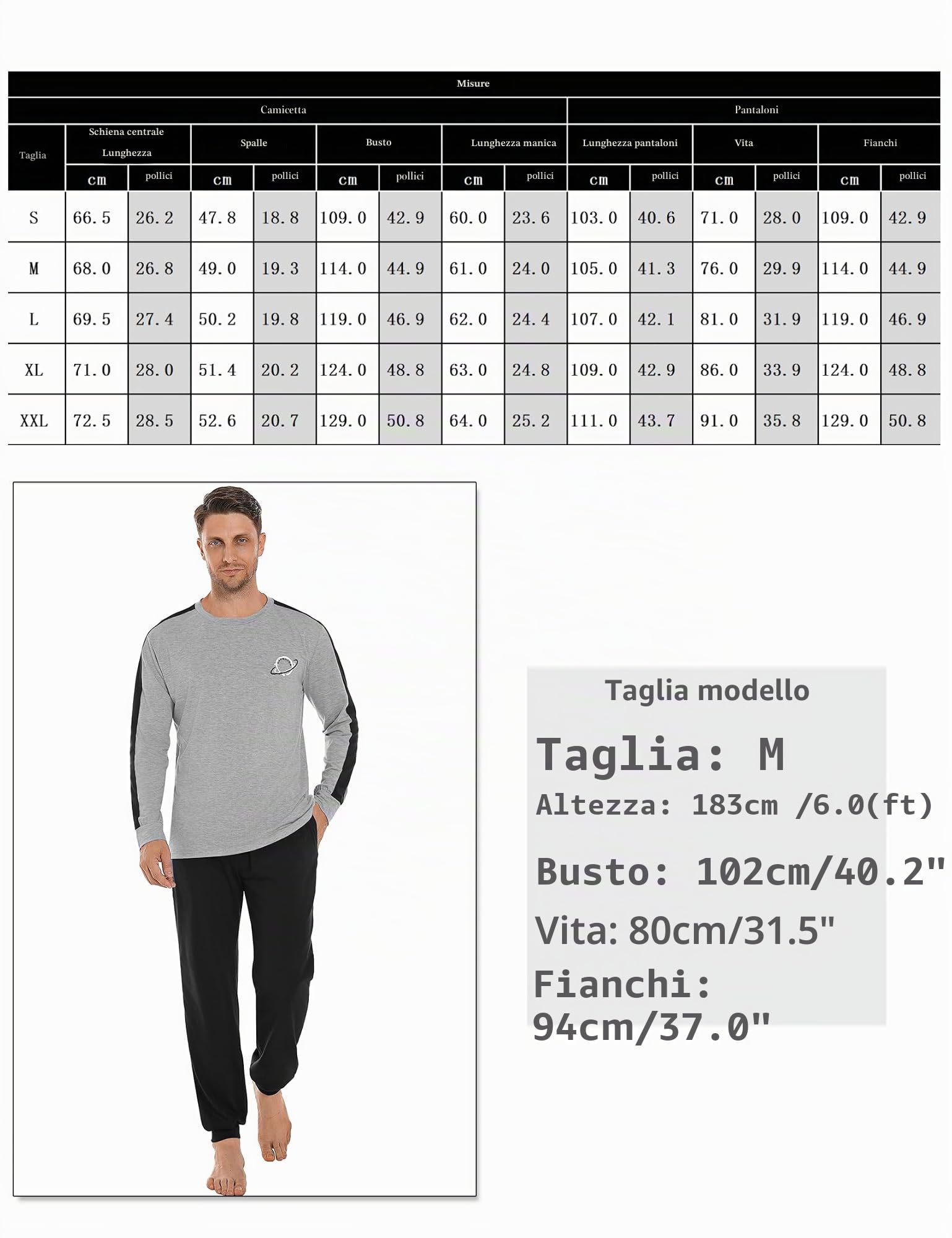Pigiama Uomo Invernale in Cotone Due Pezzi Maniche Lunghe Leggero | Tessuto Morbido, Pantaloni Lunghi, Vestibilità Comoda, Calore Confortevole, Autunno e Inverno, Tessuto Traspirante