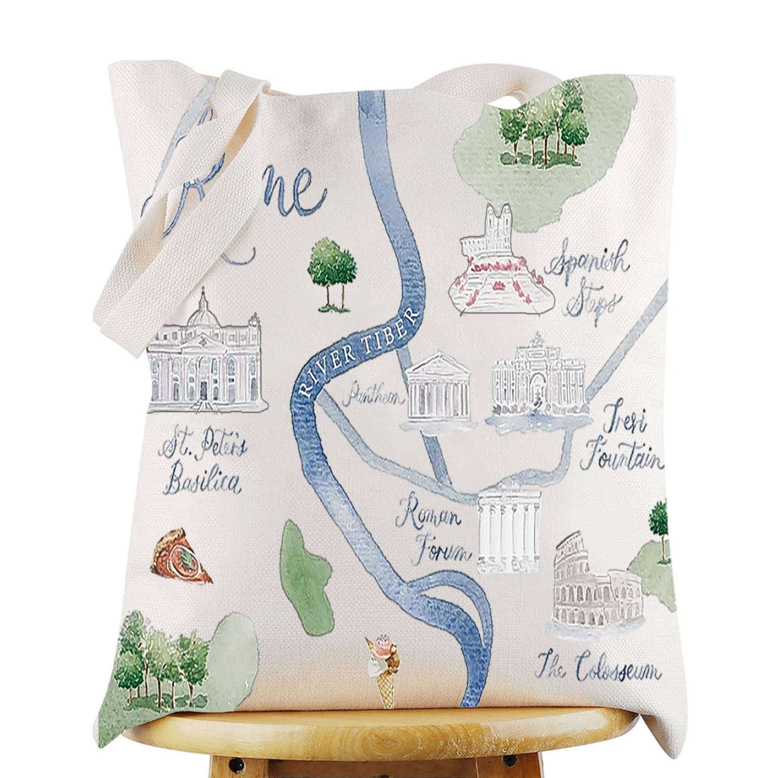 WZMPA Rome City Map Cosmetic Bag Italy Travel Souvenir Gift Rome Long Distance Relationship Makeup Zipper Pouch Bag Rome Merchandise (Rome T)