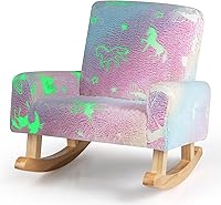 Costzon Glow-in-the-Dark Kids Rocking Chair - Upholstered Flannel Toddler Rocker w/Poplar Wood Feet for Ages 3-5, Nursery Playroom Gift
