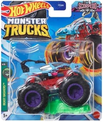 Hot Wheels Monster Trucks Nuevo para 2024 escala 164 (azul Scorpedo 46 Beast Bashers)