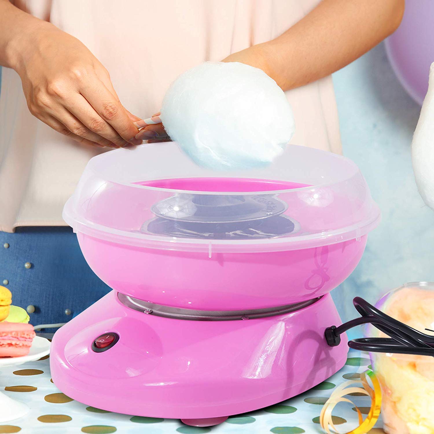 Cotton Candy Maker, Mini Sweet Automatic Cotton Candy Machine Hard and Sugar Free Countertop Floss Maker Home DIY Sweets Makers for Kids (RANDOM COLOUR WILL BE GIVEN)-image-37