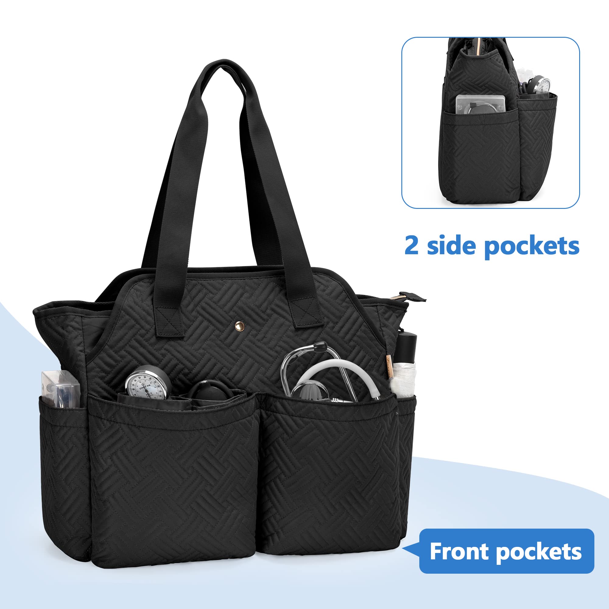 Fasrom Bolsa Enfermera con Compartimento Portátil para Estudiantes | Funda Acolchada 15.6", 2 Capas Separadas, 3 Portaboligrafos, 4 Bolsillos Internos y Externos, Estudiantes, Medicos
