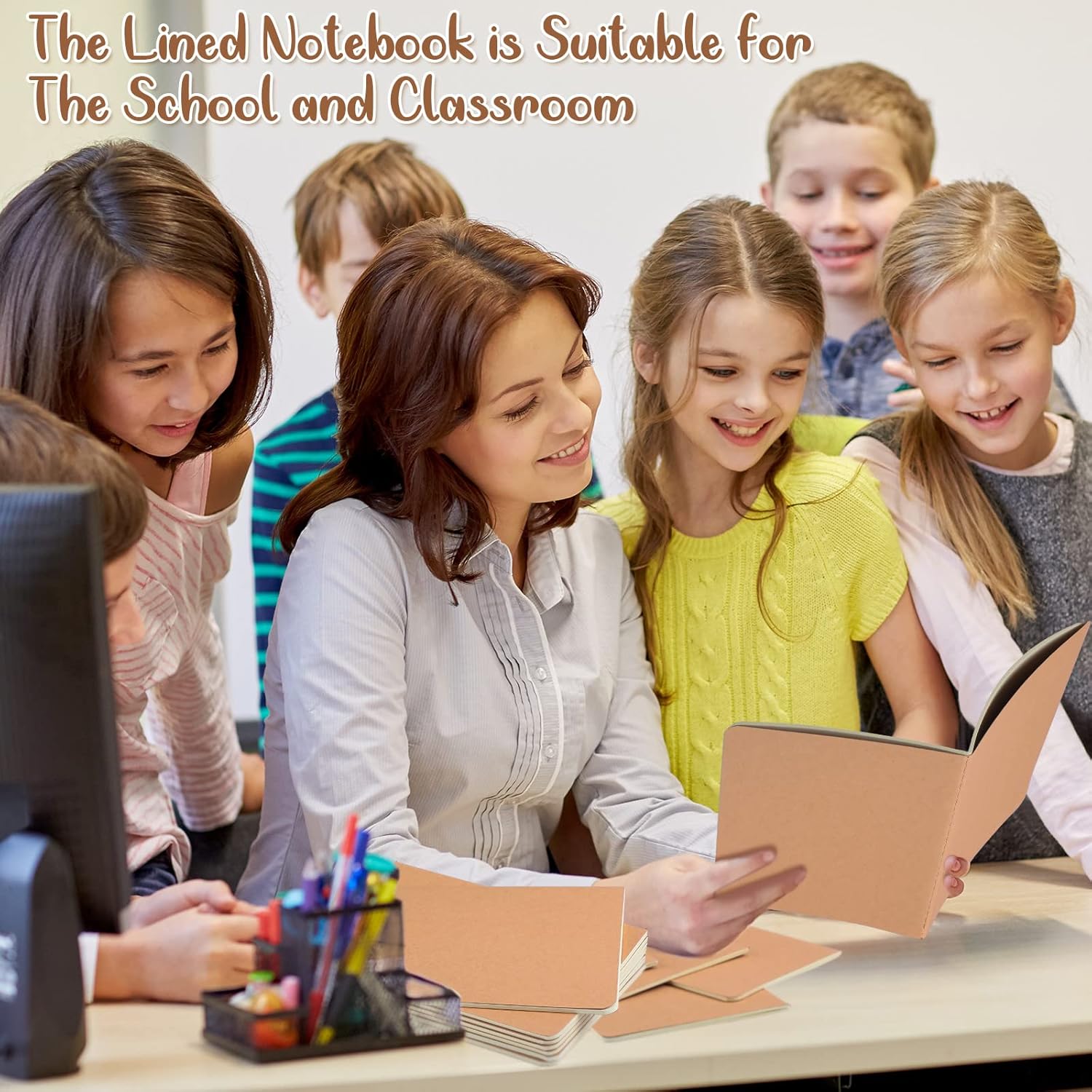 Seajan 96 Pack Back to School A5 Kraft Paper Notebooks 8.3 x 5.5 Inch Journal Lined Notebook Bulk for Office Students School Classroom Writing Work Supplies