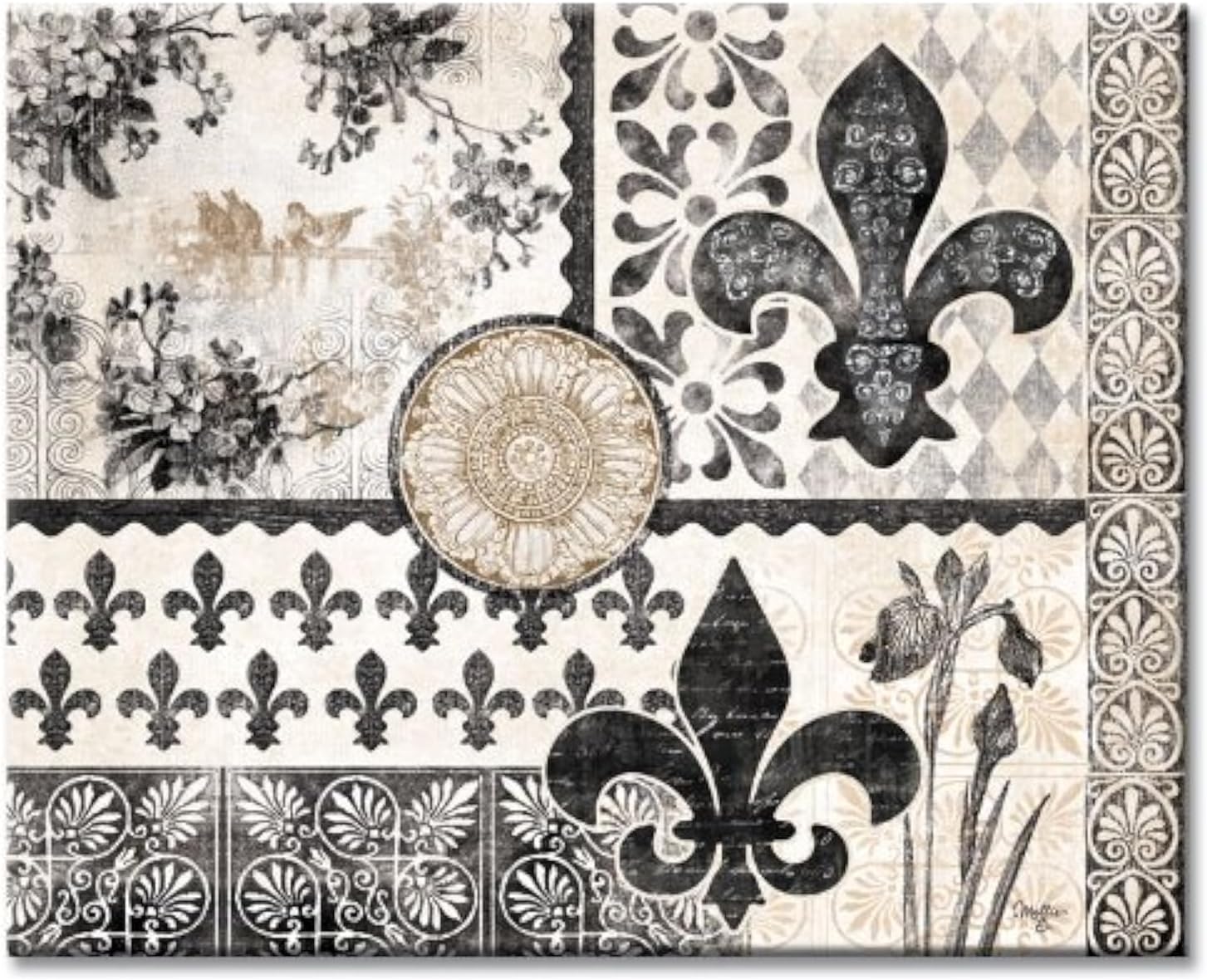 CounterArt Cherish Fleur De Lis Glass Cutting Board, 15 x 12 Inches