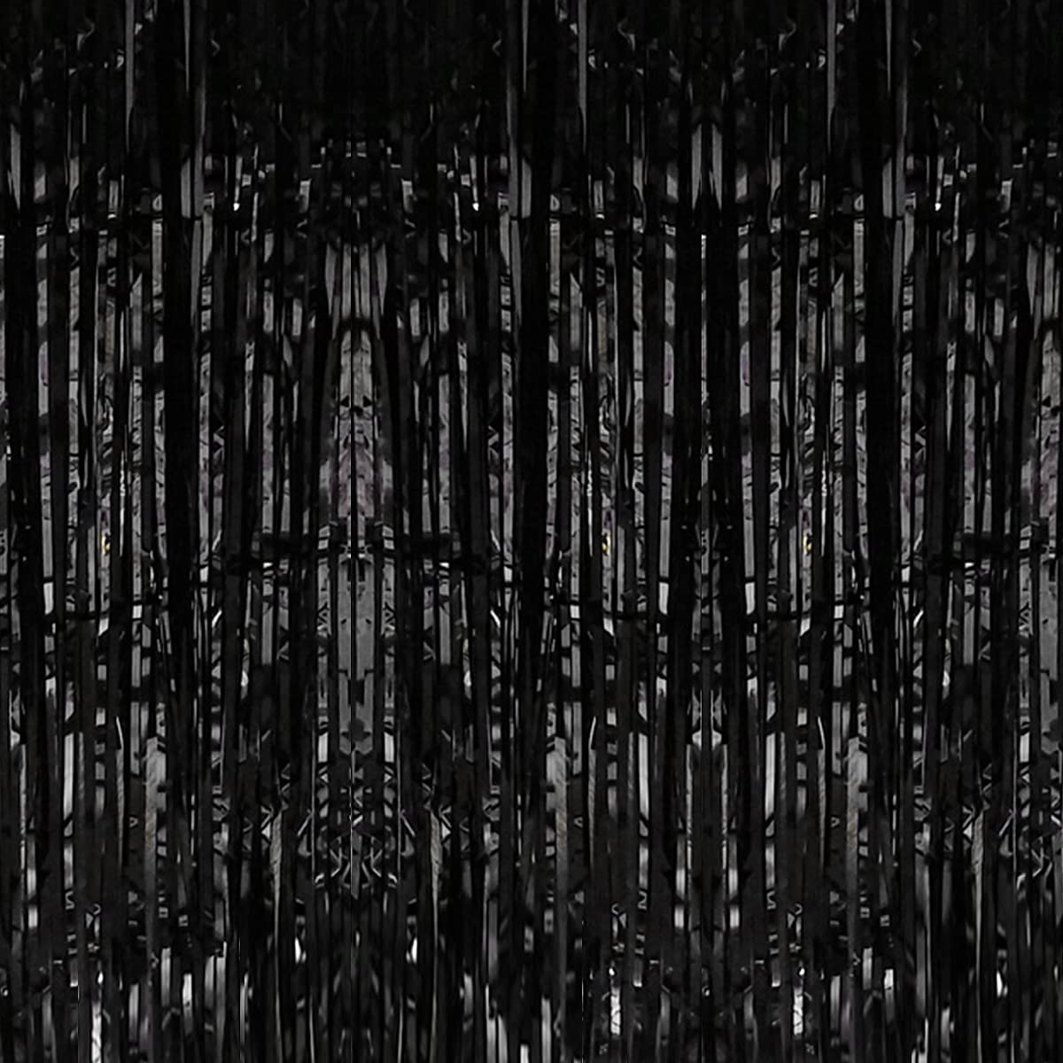 6.5Ft Foil Fringe Curtains Metallic Tinsel Streamers Backdrop Foil Curtain Backdrop for Party Prom Birthday Favors Decoration Halloween Decorations,Black Party Decorations 1 x 2m/ 3.3 x 6.5 feet