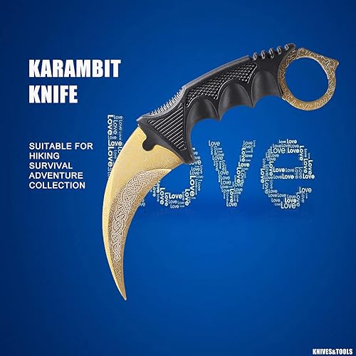 Miniatura 3 de TOPOINT - Cuchillo Karambit, cuchillo de hoja fija de acero inoxidable con funda y cuchillo de cordón CS-GO para caza, campamento y supervivencia en
