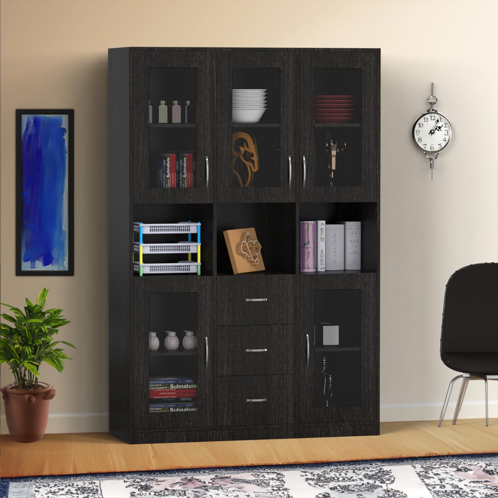 NEEHV HOME Wooden Leo Crockery Cabinet for Living Room | Bed Room (Wenge, 40 X 120 X 180)-image-19