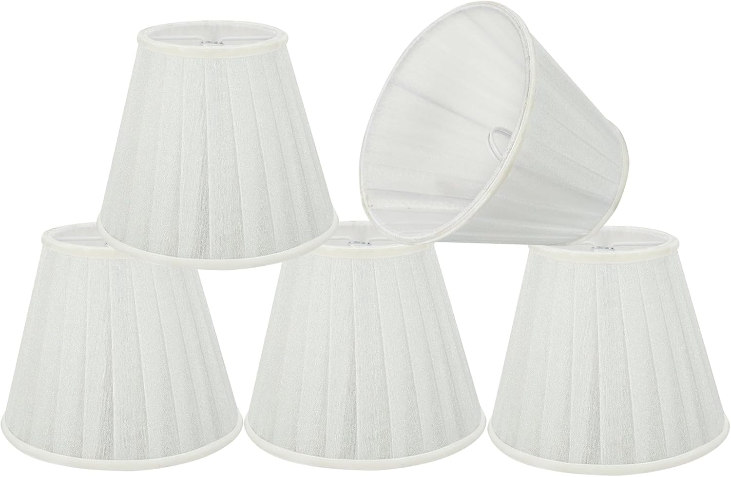 Aspen Creative 33112-2B Small Pleated Empire Shape Chandelier Clip-On Lamp Shade, White, 3\" Top x 5\" Bottom x 4-1/4\" Slant, 2 Pack 2 White 3\" Top x 5\" Bottom x 4 1/4\" Slant Height