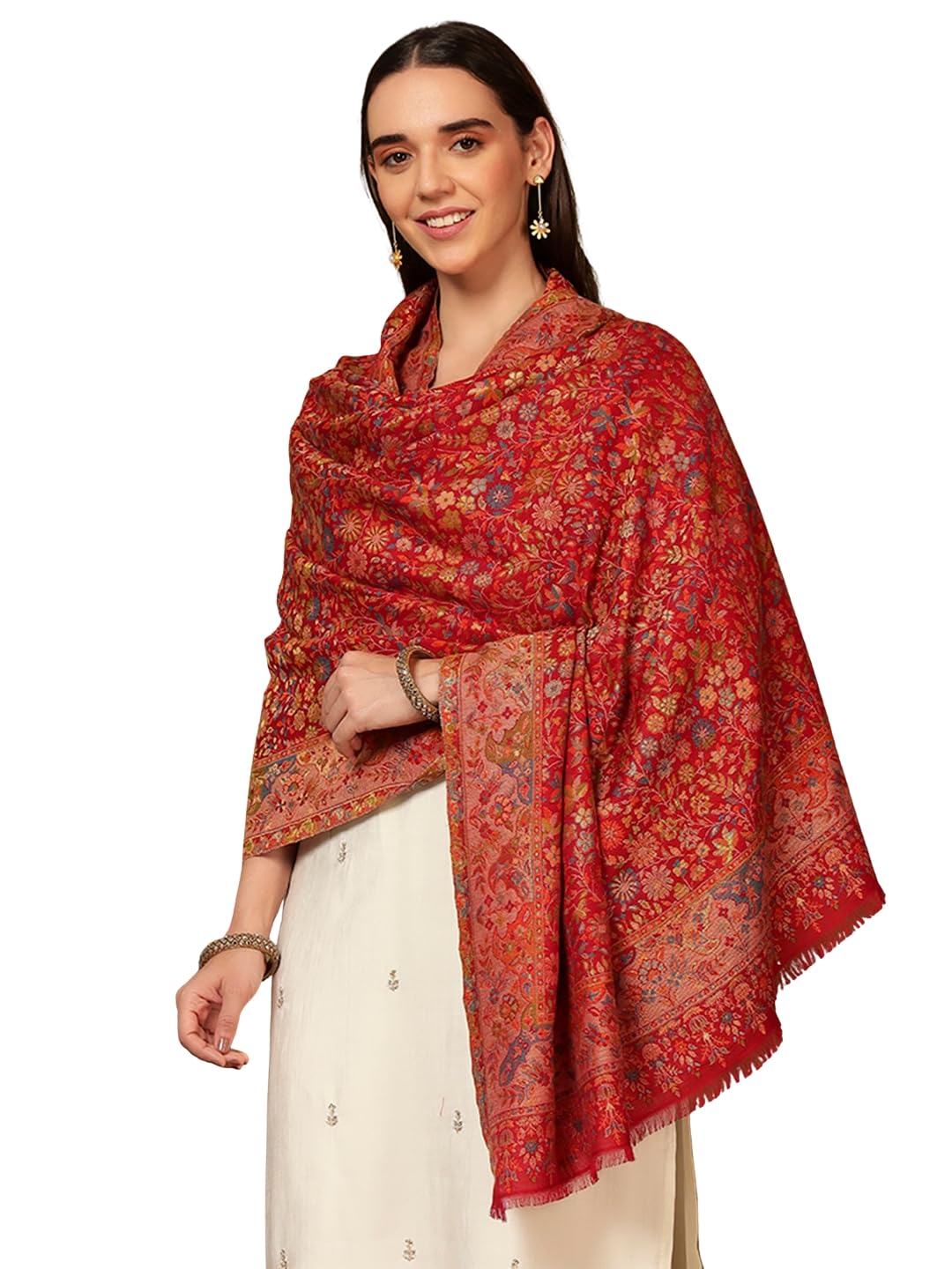 Pashmoda Chal de cachemira de mezcla de lana Nazrana Kaani para mujer (tamaño: 101 x 203 cm)