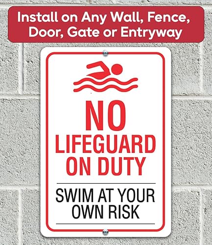Miniatura 7 de Metal Sign-No Lifeguard on Duty, Swim At Your Own Risk- Use IndoorOutdoor - Water Safety Notice Hazard Awareness Sign, For Beaches, Rivers, Lakes,