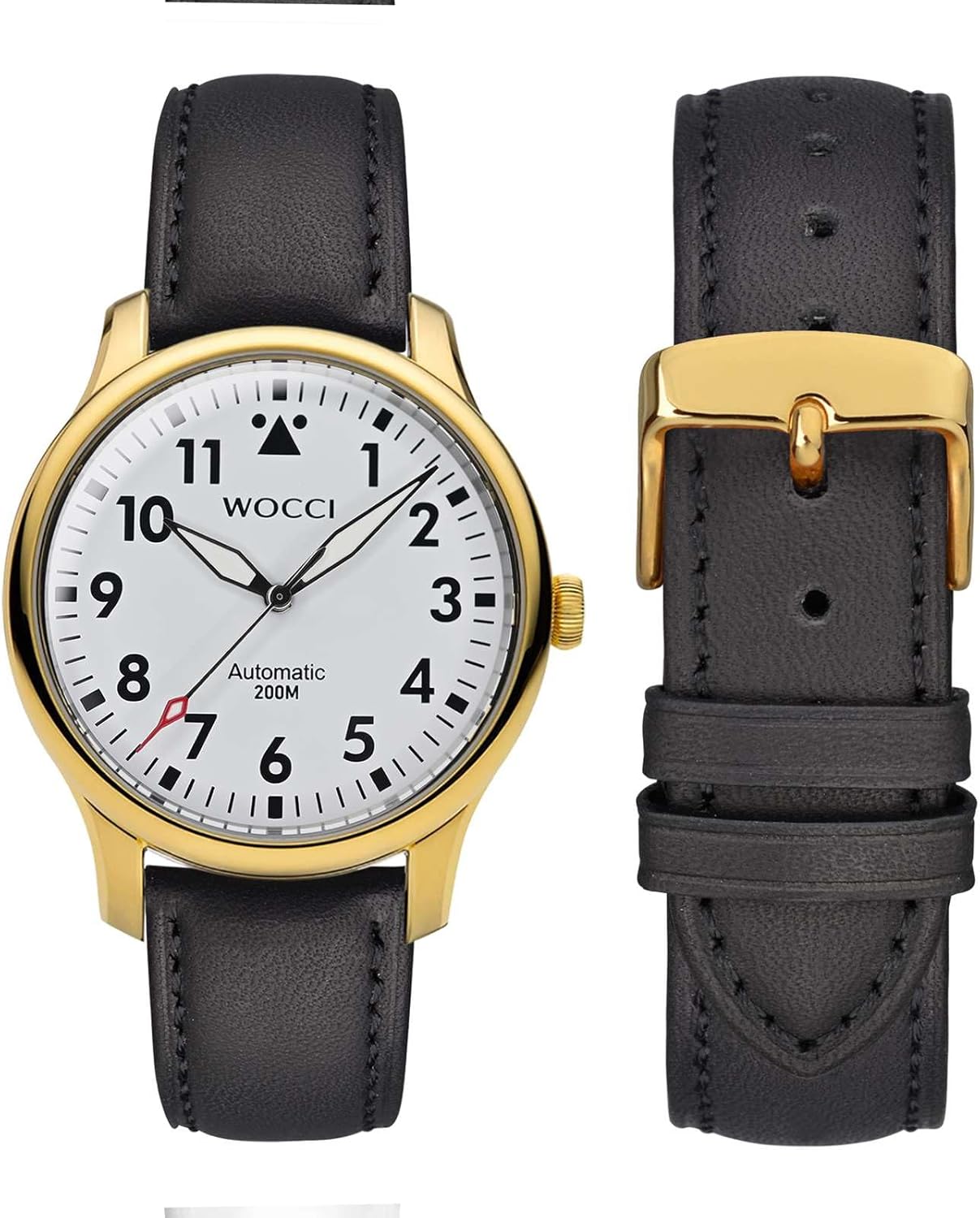 WOCCI 20mm Vintage Leather Watch Band for Men and Women, Gold Buckle (Black) - Image 7