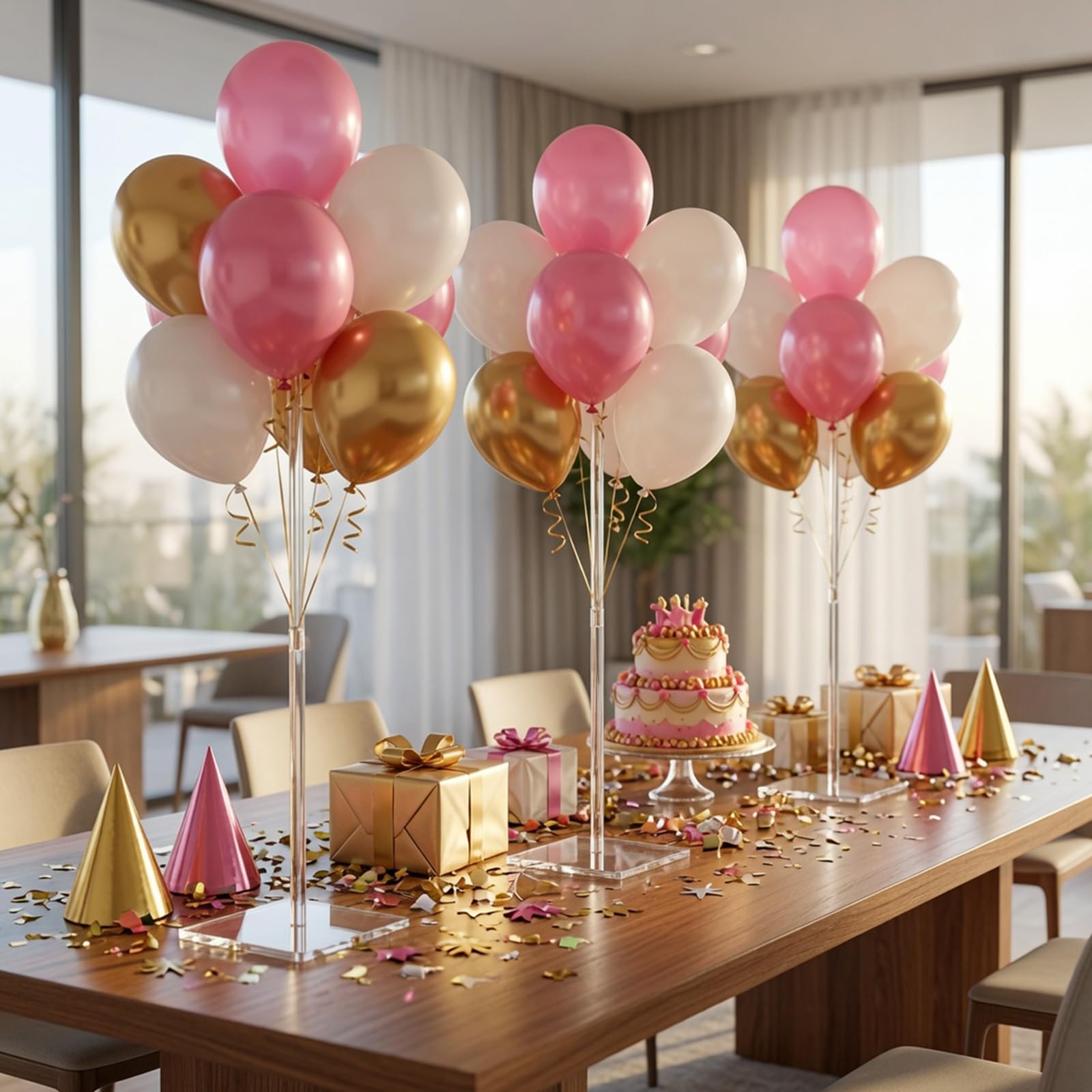 Wiederverwendbares Acryl-Ballonständer-Set – robustes Tischdisplay mit Stäben und Basis, Ballonständer für Tafelaufsätze, Tafelaufsatz, Tischdekoration für Partys (30,5 cm, 40,6 cm)