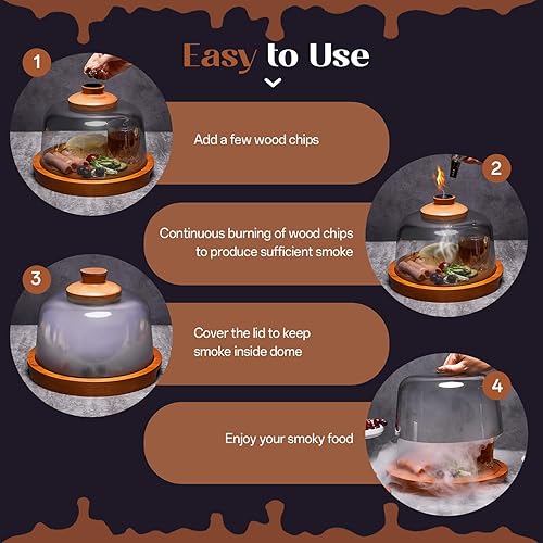 Miniatura 4 de Kit de ahumador de cóctel con base de madera y cúpula de vidrio, perfecto para infundir sabores ahumados en cócteles antiguos, whisky y alimentos