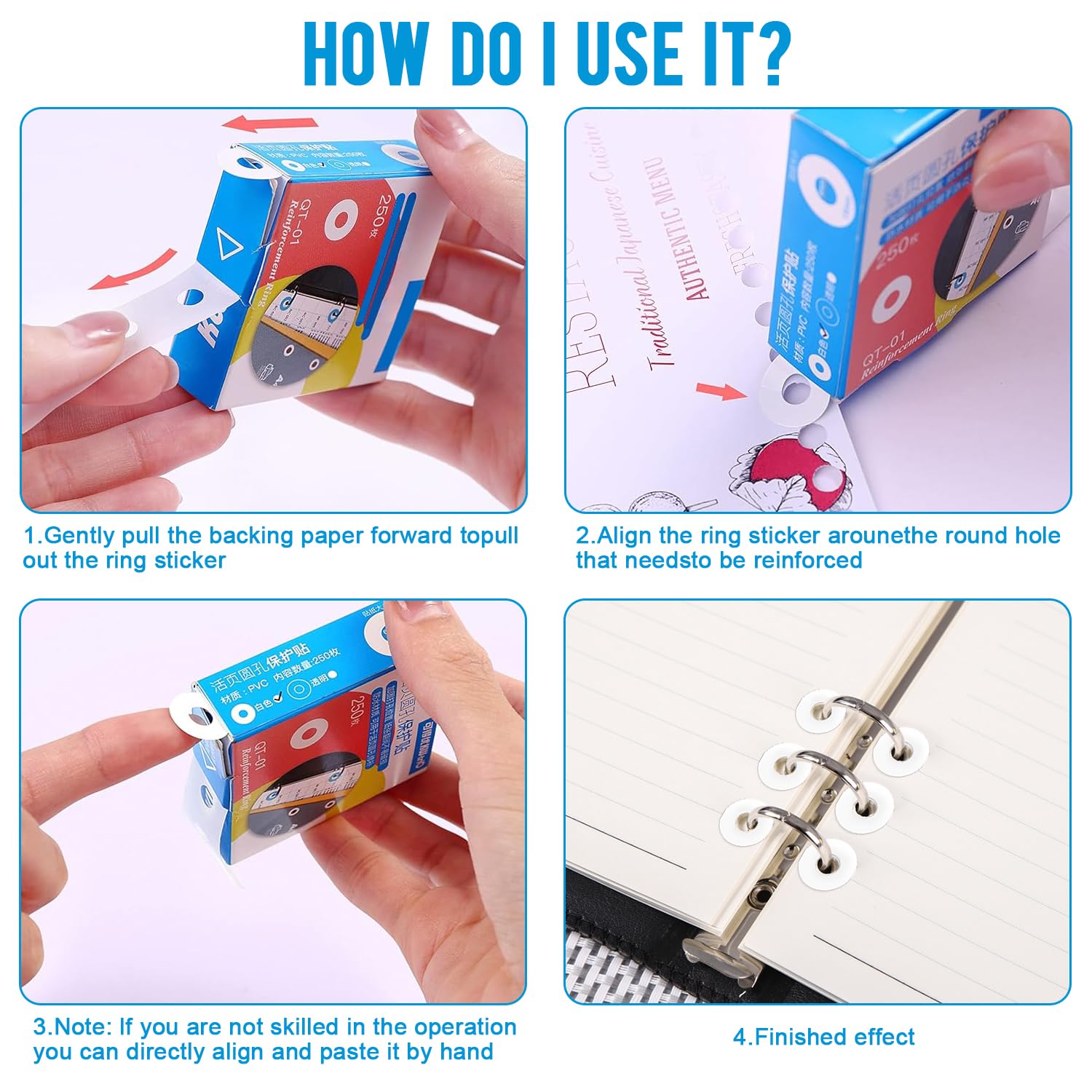 Etichette Rinforzo Fori Per Fogli - 1000 Pezzi, Autoadesive, Salvabuchi