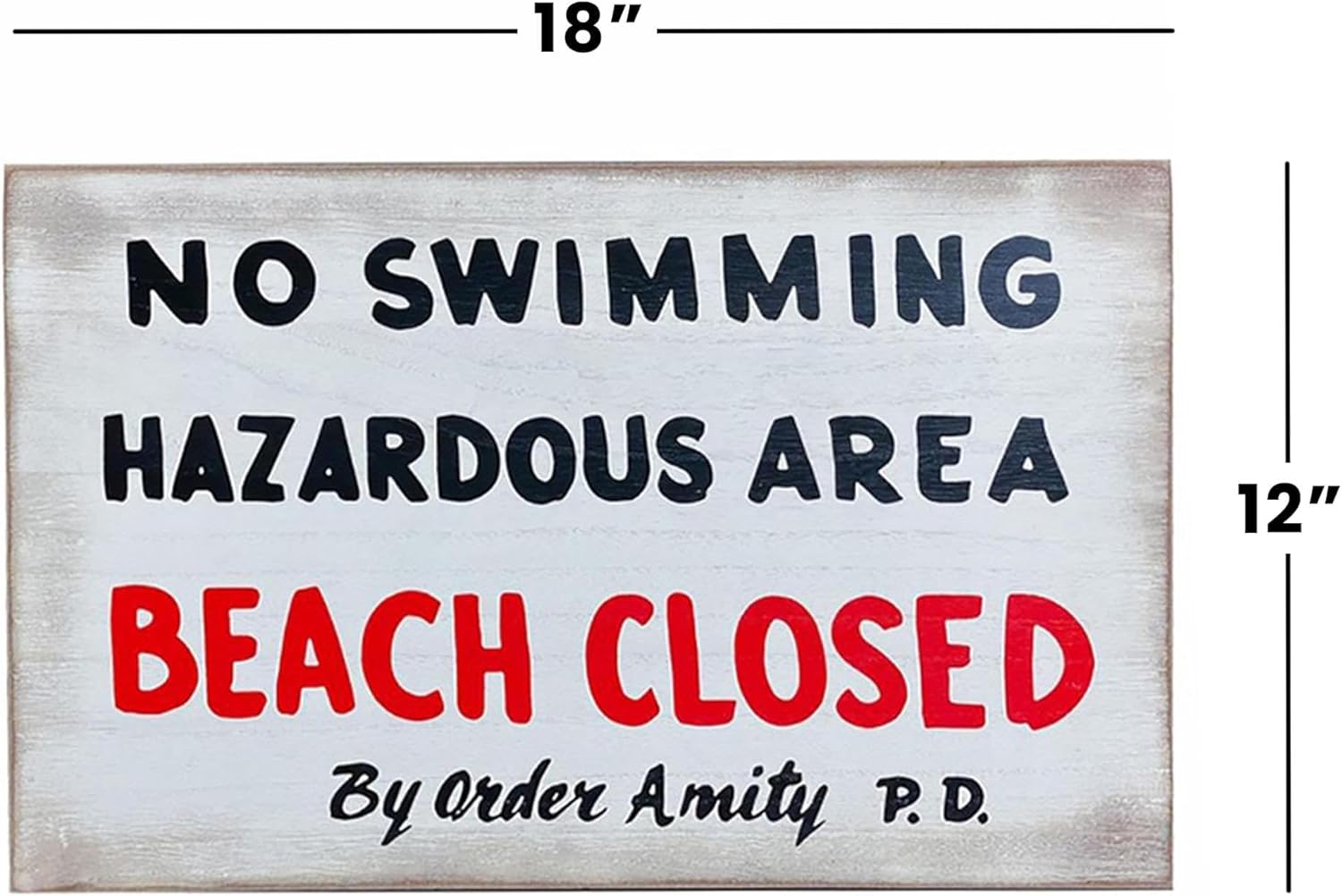 JAWS No Swimming Replica Wood Sign
