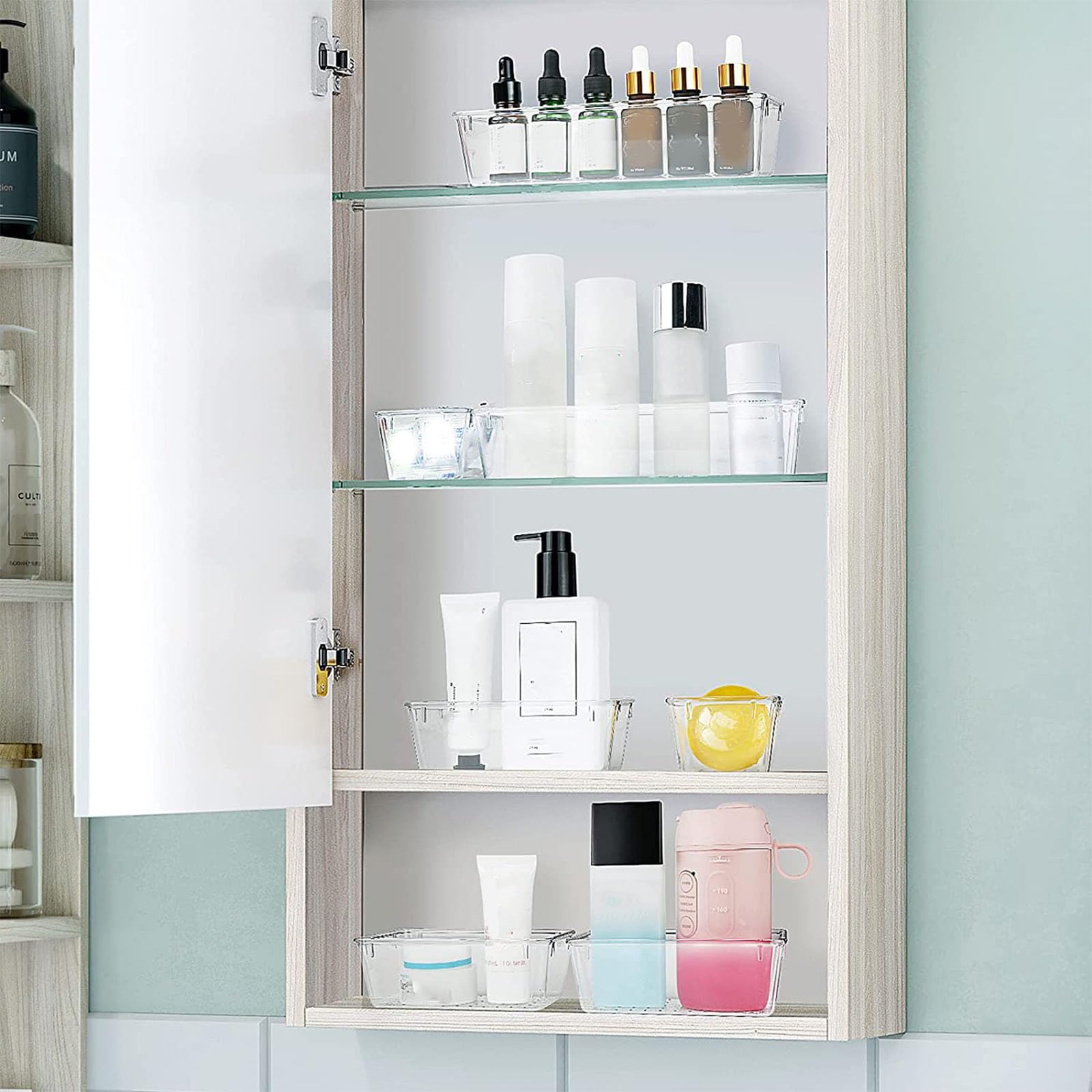 Rangement Coiffeuse SONGMICS Cosmétiques Maquillage Organisateur Acrylique Transparent 4 Tiroirs Avec Les Dimensions Différentes Cadeau Noel JKA005TP Coiffeuse Transparente