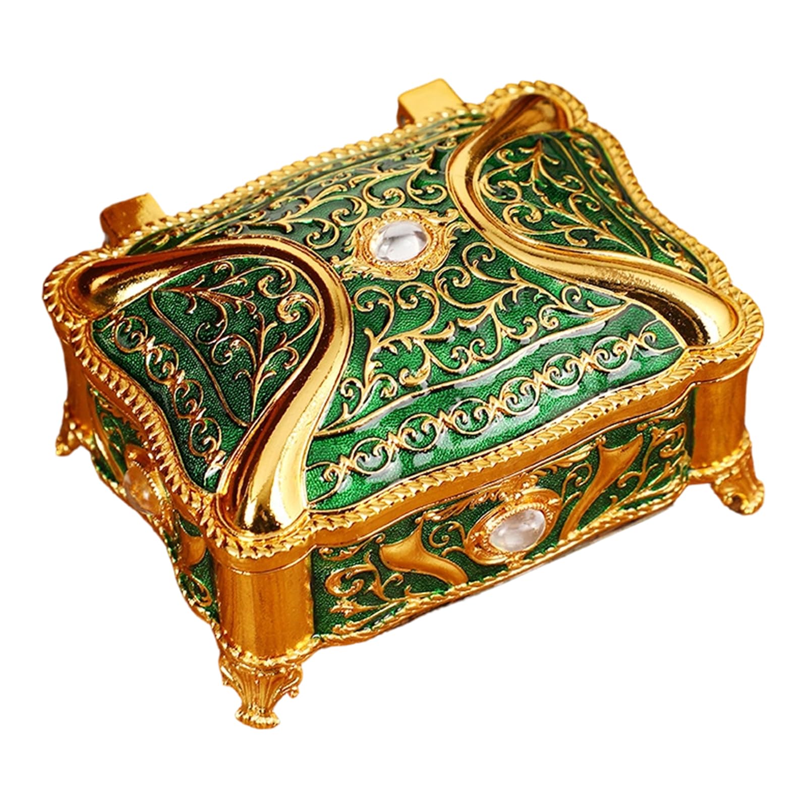 Bbajszx Sturdy Alloy Jewelry Storage Box Featuring Enameled Floral Pattern Elegant Jewelry Display Case