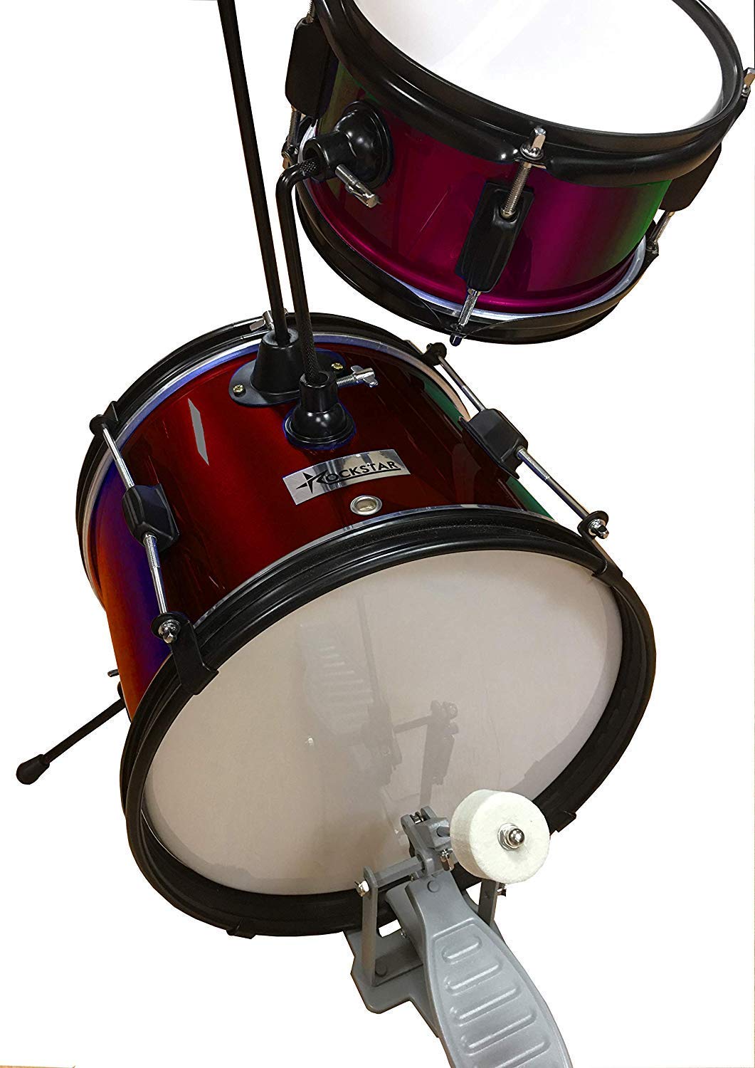 ROCKSTAR - Batería Infantil Fabricada de Madera 1044WR Instrumento Musical Asiento Pedal de Bombo y Baquetas