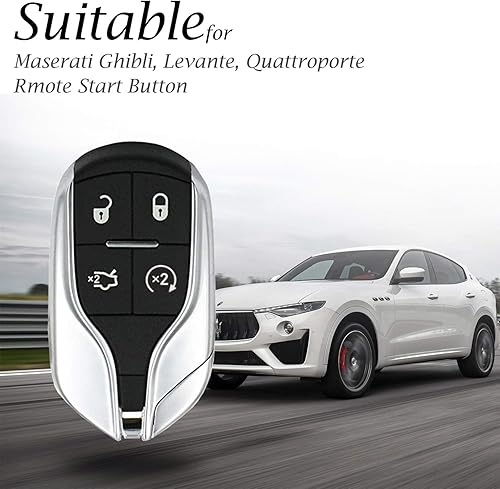 Miniatura 6 de Vitodeco Funda de piel auténtica para llavero inteligente sin llave compatible con Maserati Ghibli, Levante, Quattroporte (arranque remoto, rojo)