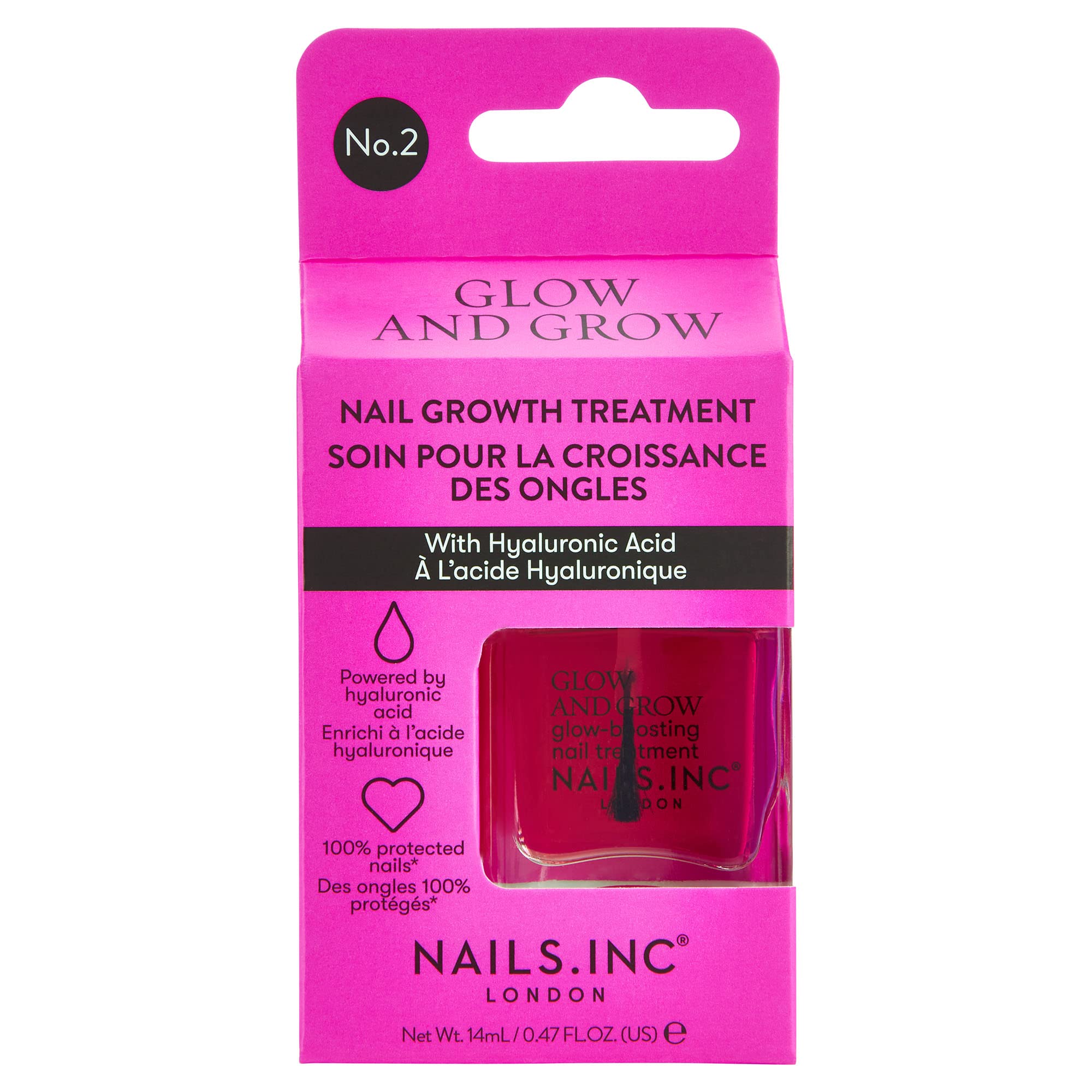 Nails.INC Glow and Grow Glow-Boosting Nail Growth Treatment, 14ml Clear