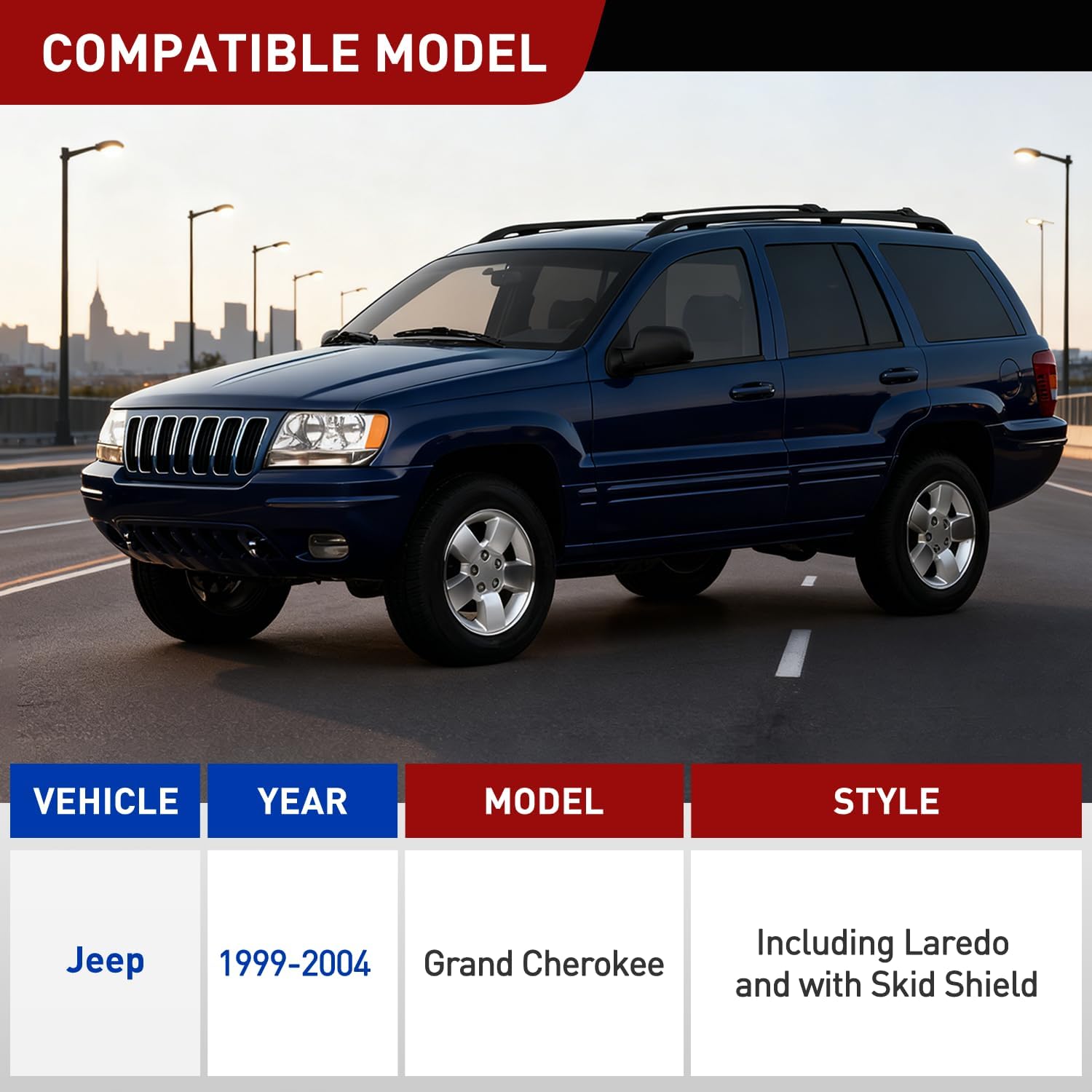 Nilight 4 Pin Trailer Wiring Harness Kit 55369 Vehicle Standard 4 Way Connector Custom for 1999 2000 2001 2002 2003 2004 Jeep Cherokee Including Laredo and with Skid Shield Simple Fit Tow Hitch