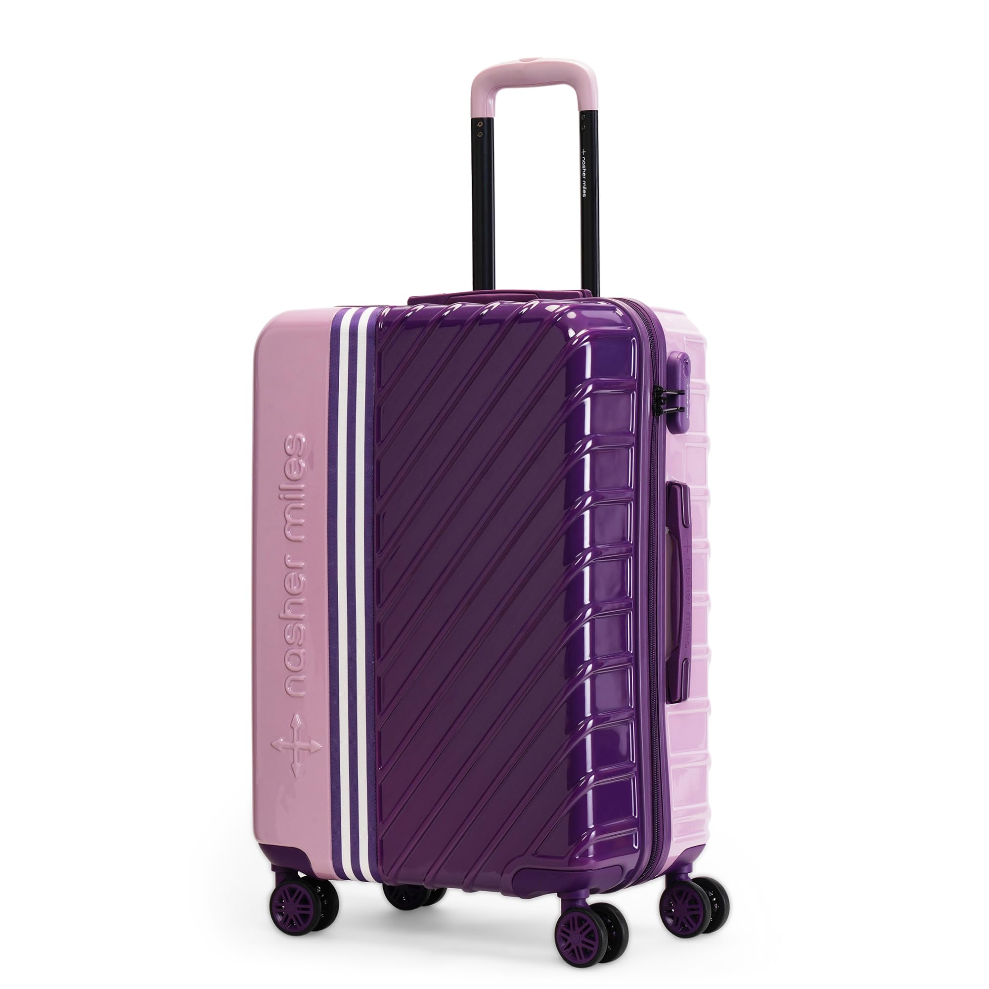 Vegas Hard-Sided Polycarbonate 8 Wheels Double Spinner Check-in Luggage Light Purple Magenta 24 inch |65cm Medium Trolley Bag-image-8