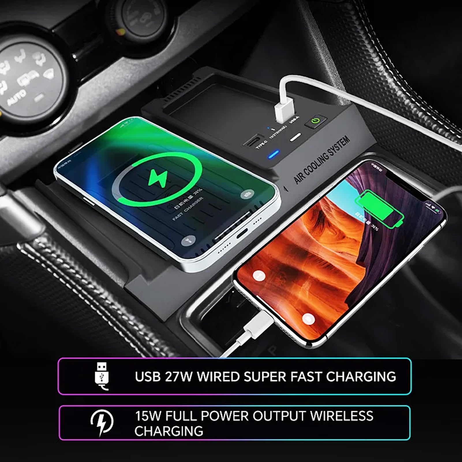 Ładowarka Samochodowa z 15W Bezprzewodowa + 27W USB i Typu C do Subaru Forester 2019 2020 2021 2022 2023 2024 Konsola środkowa Akcesoria do Tuningu Wnętrza dla i-Phone Sam-sung