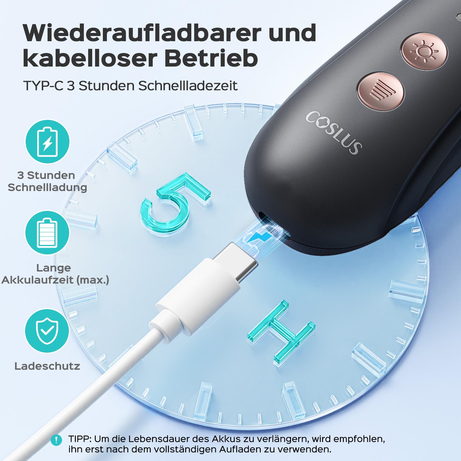 COSLUS C43 Professionelle Elektrische Nagelfräser Set: Maniküre Pediküre Set Fußpflege Elektrisch für Zehennägel, Hände und Füße, Breiterer Schleifer für dicke Nägel, 5 Geschwindigkeiten, Grau