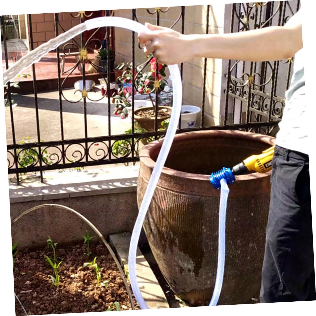 Hand Drill Water Pump, Self-Priming Plastic Utility Pump for Dirty Water