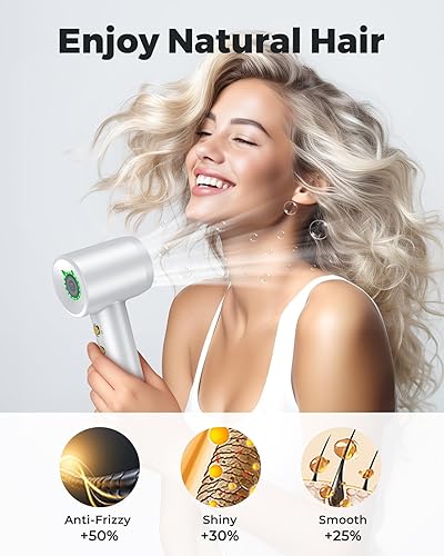 Miniatura 2 de Bopcal - Secador de pelo iónico con concentrador para todo tipo de cabello, 160000 rpm, secado rápido, ligero y silencioso, 200 millones de iones