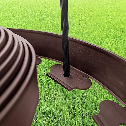 Miniatura 4 de El kit de bordes de jardín de 40 pies de longitud sin excavación incluye 36 picos, valla de borde de patio premium con un pico por pie, color marrón