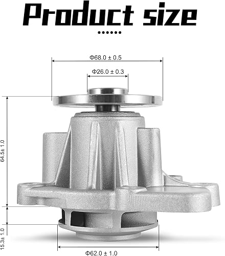 Miniatura 4 de AULINK AW6038 Bomba de agua 5047138AA con junta (motor 2.0L 2.4L) para Chrysler 200,08-14 Dodge Avenger, calibre 07-12, viaje 09-20, Jeep Cherokee