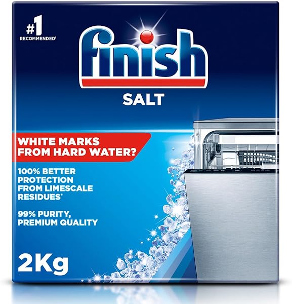 Finish, Dishwasher Salt, 2kg, Prevents Limescale and White Residue, Effective Against Hard Water, for Cleaner and Shinier Dishes vs Dishwasher Tablets Alone - 1