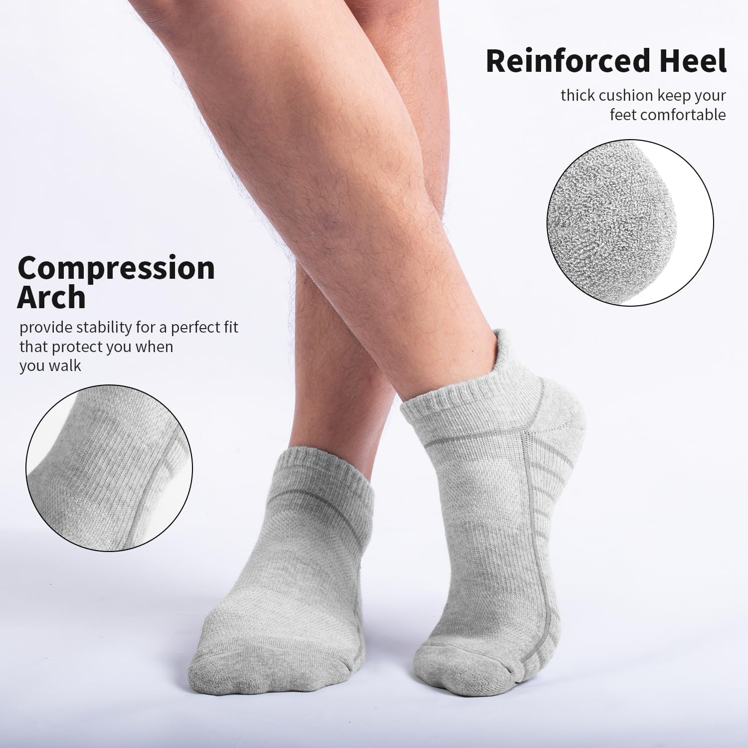 Lapulas Athletic Running Ankle Socks, Low Cut Cushioned Anti-Blister Tab Sports Socks Men Women 6Pairs - Image 2