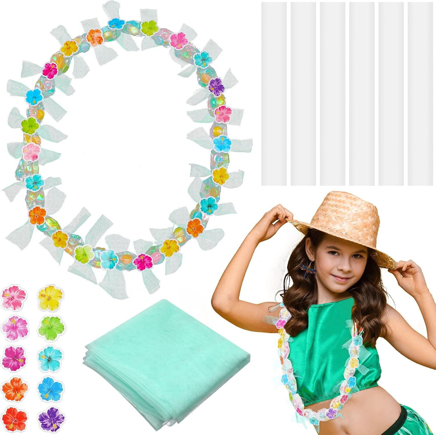 60 Pieces Summer Candy Lei Making Kit Hawaii Candy Party