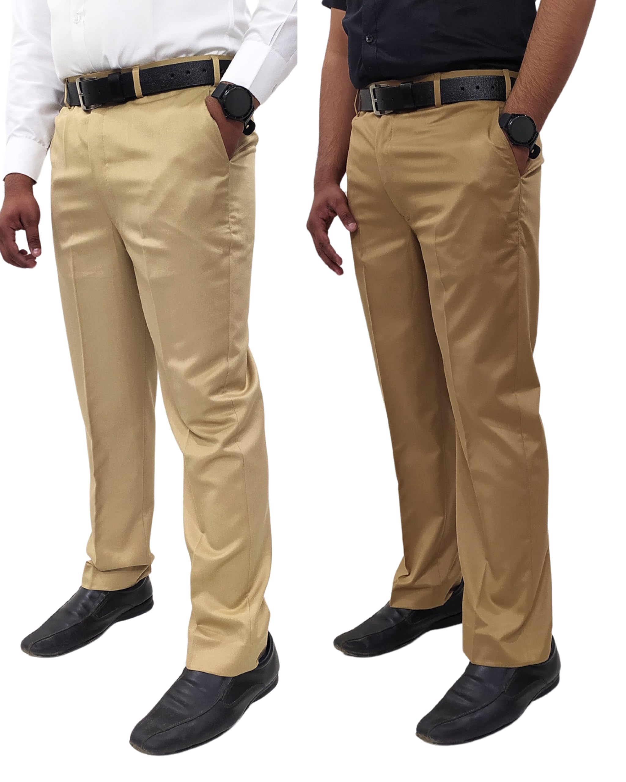 Solid Formal Flat Front Trouser Pant Combo for Men Regular fit polyviscouse Trouser Pack of 2-picture-36
