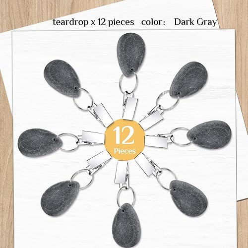 Miniatura 2 de Mantel, 12 piezas, con forma de lágrima, mantel con forma de lágrima, colgadores de piedra con clip de metal para decoración de manteles, cena