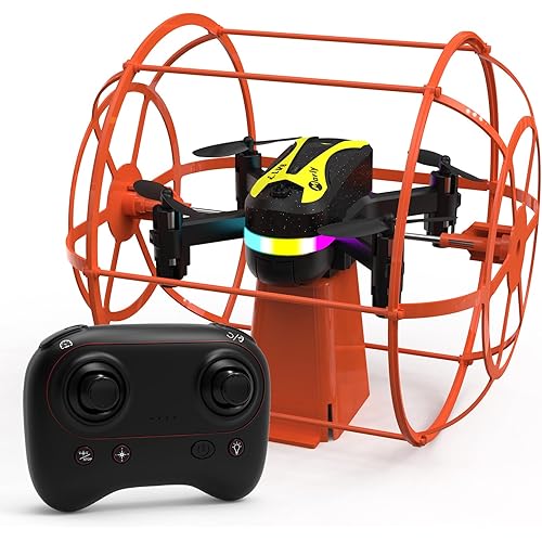 M17 Mini Drone Land-Air Dual Mode Indoor RC Quadcopter with Protective Cover for Beginners Headless Mode One Key Take-off/Landing 3D Flip 3 Speed Modes Rechargeable Battery