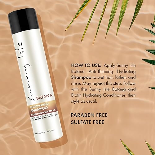 Miniatura 6 de Sunny Isle Batana - Champú antiadelgazamiento de 10.1 onzas con infusión de biotina y aceite de ricino negro jamaicano  Fórmula de doble crecimiento