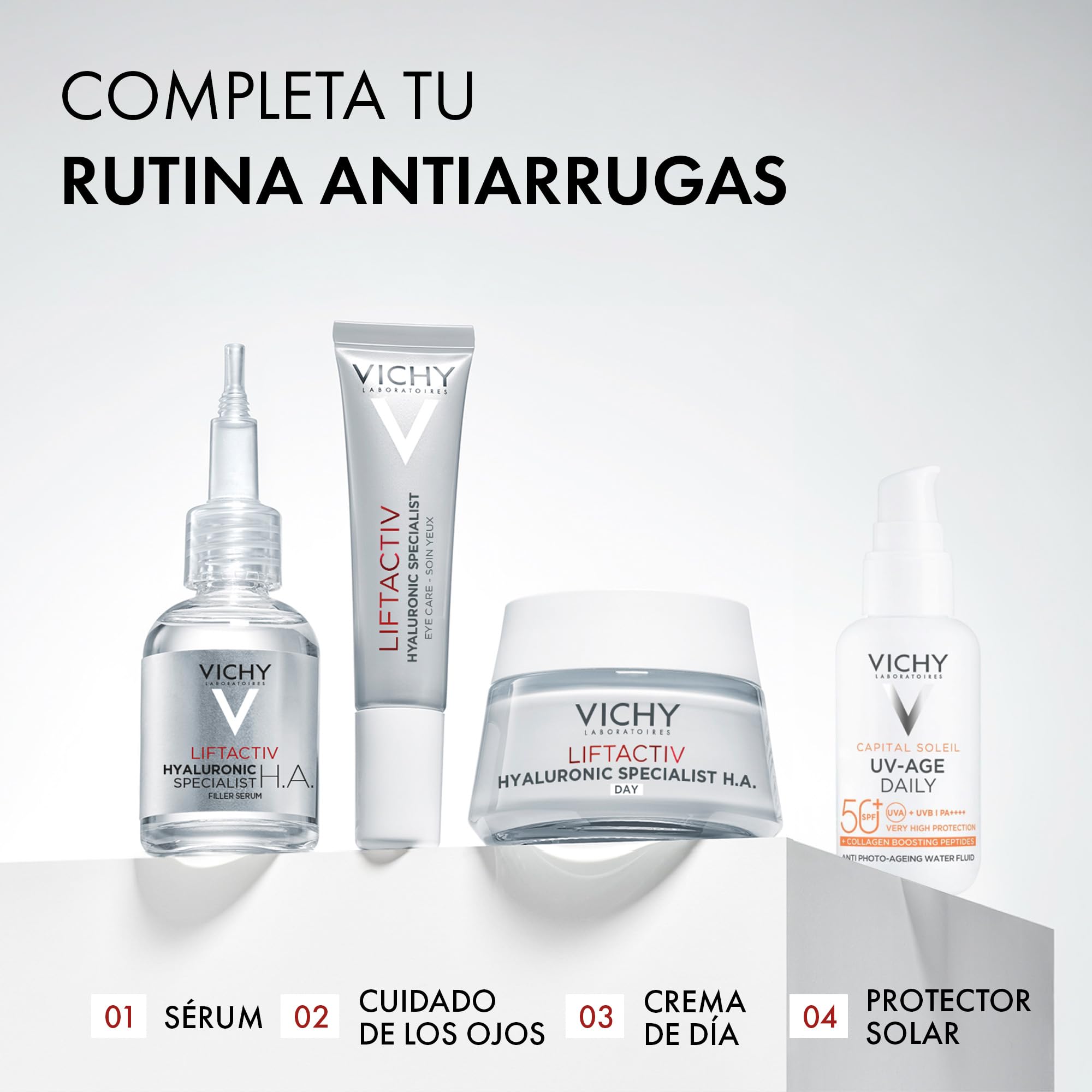 Vichy, Liftactiv Hyaluronic Specialist H.A., Piel normal a mixta, 50 ml | Suaviza arrugas, rellena y combate la pérdida de firmeza con mejora visible en líneas finas.