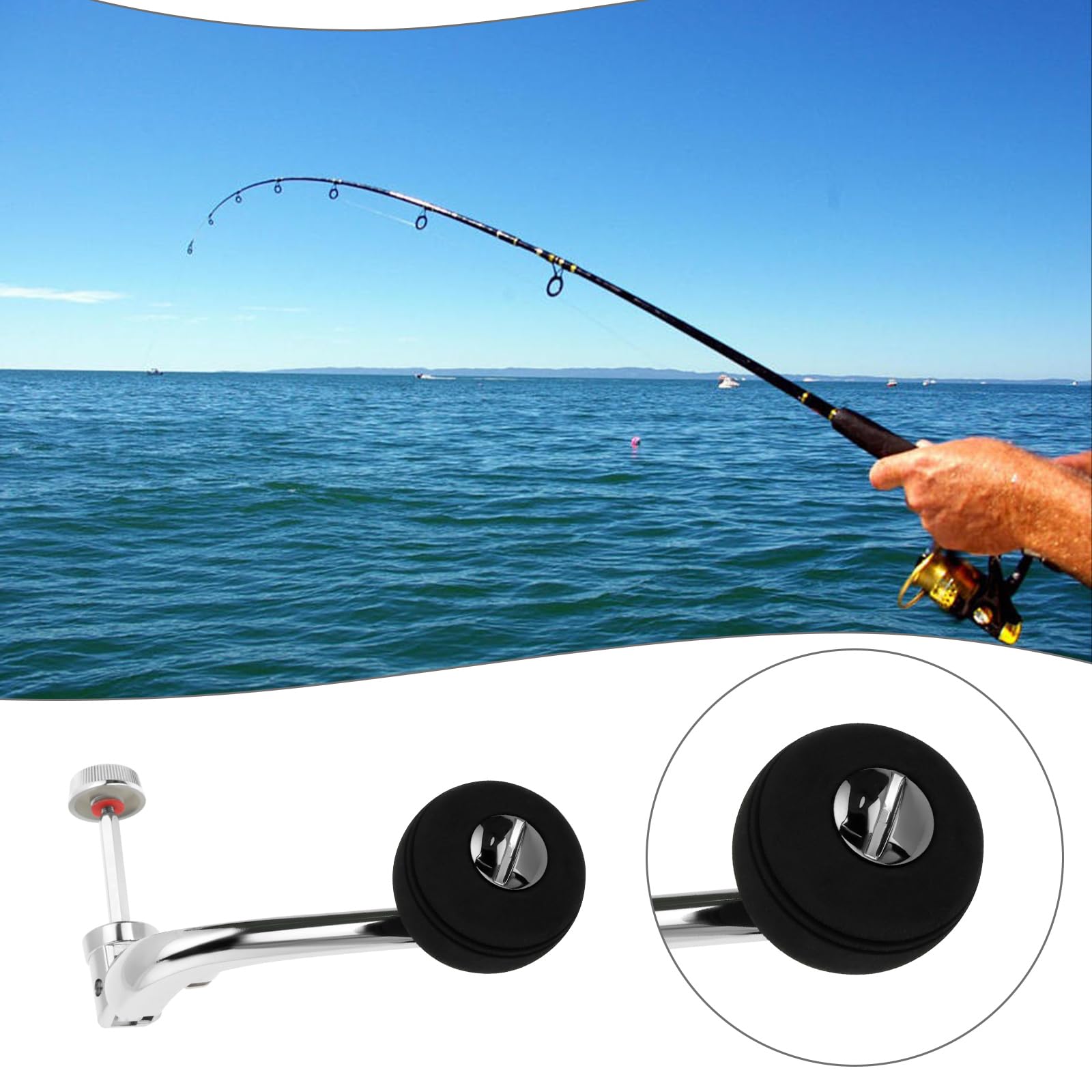 Lot de 3pcs Poignées de Moulinet de Pêche en Alliage d'aluminium avec Bouton EVA pour Moulinet de Pêche à Tambour Fixe Série 1000-7000 3 Tailles Argent