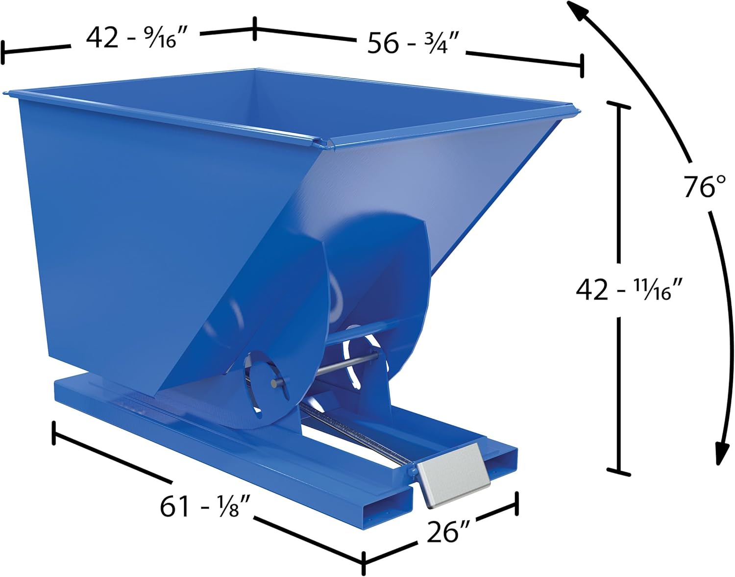 Vestil D-100-MD Steel Medium Duty Self Dumping Hopper 1 Cubic Yard 4000 Lb. Capacity Blue