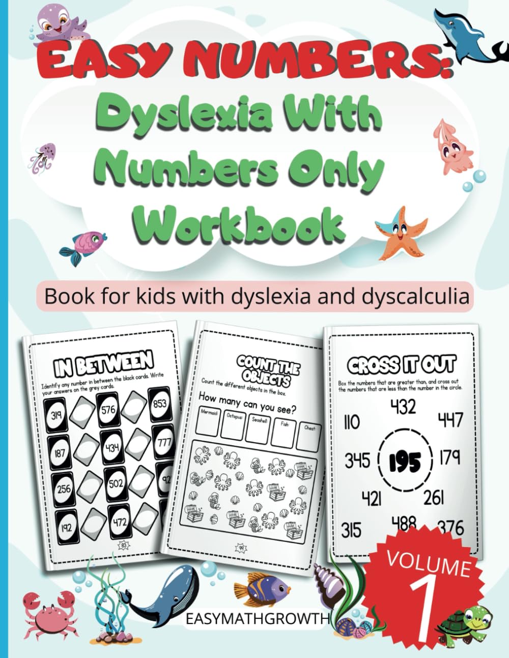 Easy Numbers: Dyslexia With Numbers Only. Workbook Book for kids with dyslexia and dyscalculia